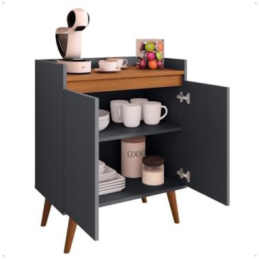 Imagem de Armário Aparador Cantinho Do Café Buffet 2 Portas Com Prateleira (Cinza/Freijó)