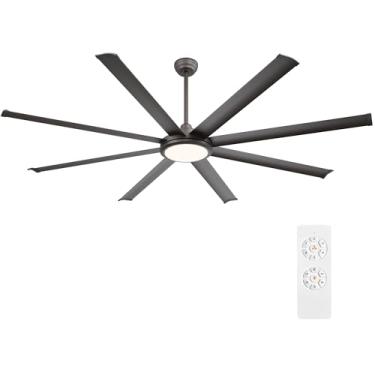 Imagem de WINGBO Ventilador de teto industrial de 64 polegadas com luz e controle remoto, 8 lâminas de alumínio, 3 CCT, motor CC reversível sem ruído de 6 velocidades para cozinha, quarto, sala de estar, cinza