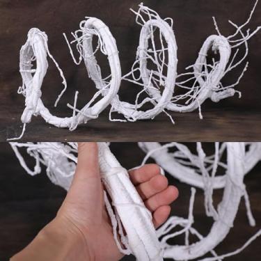 Imagem de 300 cm Plantas artificiais falsas galhos de árvore ramos de cerejeira liana para pendurar na parede tronco de vime videiras flexíveis decoração de jardim de casamento (branco)