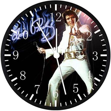 Imagem de Relógio de parede Elvis grande de 30,5 cm, vidro transparente, silencioso, sem tique-taque, bom para presente ou decoração G25
