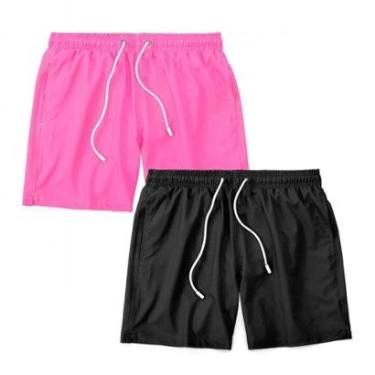 Imagem de Kit 2 Shorts Bermuda Masculino Tactel Liso Praia Academia-Masculino