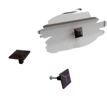 Imagem de Kit 12 Puxador Bronze Quadrado Para Gaveta e Armário 35x35 - Compras F