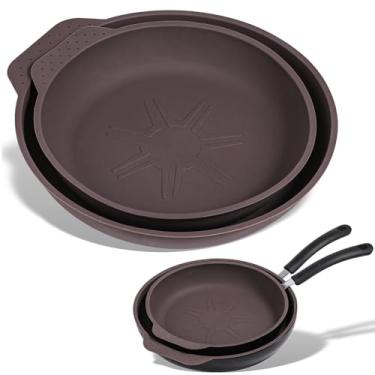 Imagem de Webake Protetores de panela de silicone para frigideira T-Fal 25,4 cm e 30,5 cm, separadores de frigideiras livres de BPA para empilhamento, podem ser lavados na lava-louças, conjunto de 2