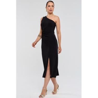 Imagem de Vestido Midi PKS Um Ombro Só Preto, P