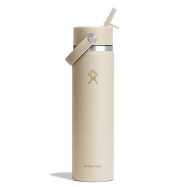 Imagem de Hydro Flask Garrafa de água - aço inoxidável isolado - tampa larga com palha, não derrama, à prova de vazamento em creme de coco de 680 g