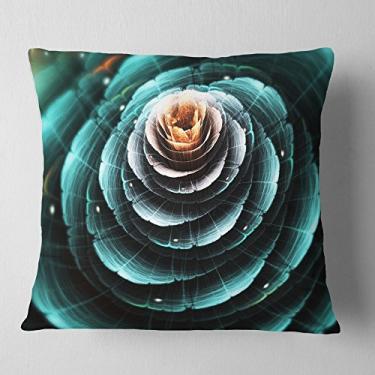 Imagem de Designart Fractal Flower Clear Turquoise Digital Art' Sala de estar, sofá, enchimento de almofada + capa de almofada impressa em ambos os lados 45,72 x 45,72 cm