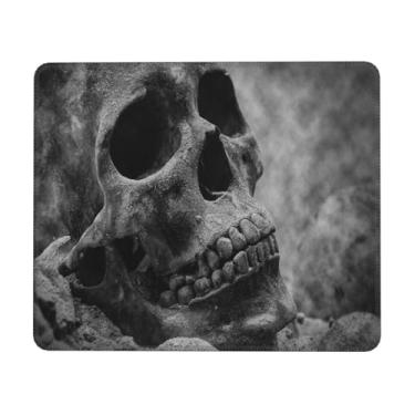 Imagem de Base de borracha antiderrapante de caveira assustadora preta para jogos de escritório para computador, laptop, acessórios de mesa 19 x 24 cm