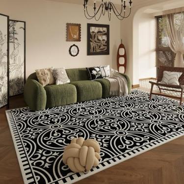 Imagem de Tapete de pelúcia para decoração de sala de estar em estilo retrô, tapete grande para quarto, grosso, lavável, para sala de estar, macio e fofo (200x300 cm/F)