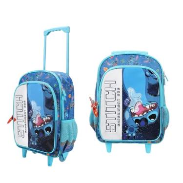 Imagem de Mochila com rodinhas juvenil de 40,6 cm, Disney's Stitch Rolling Blue