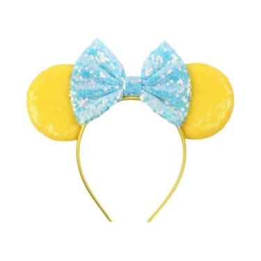 Imagem de Tiara De Orelhas De Rato Com Lantejoulas E Laço Para Meninas Com Pérol
