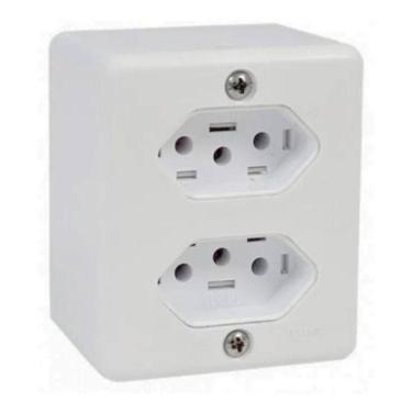 Imagem de Tomada Dupla 10A Ou 20A Sistema X Caixa Sobrepor Externo