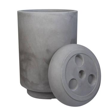 Imagem de Conjunto Vaso e Prato em Cimento Queimado Match 36 - JCMCCQCQ36 - JAPI