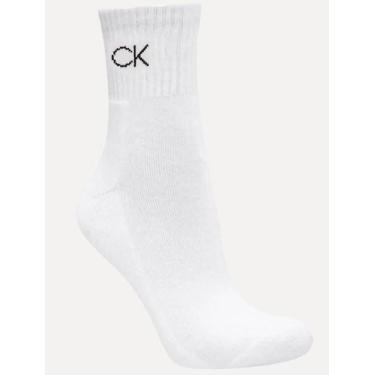Imagem de Meia Calvin Klein Esportiva Cano Médio CK Branca 1UN, UN