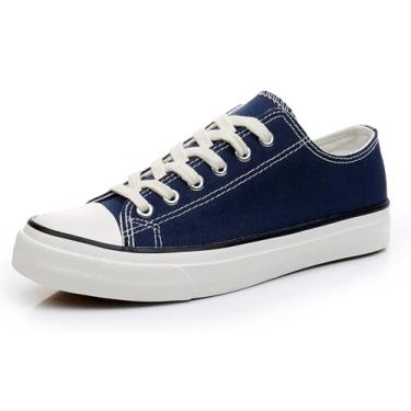 Imagem de CullForYou Tênis feminino colorido de cano baixo, Azul-marinho/branco, 10