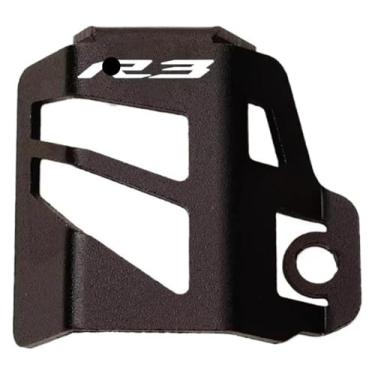 Imagem de Tampa do reservatório de fluido de freio dianteiro traseiro da motocicleta tampa do cilindro protetor de óleo R3 compatível com YZF-R3 YZFR3 2015-2021 2023 (D-Preto)