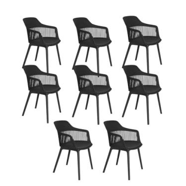 Imagem de Kit 8 Cadeiras estofada em tecido jantar cozinha Marcela Preto