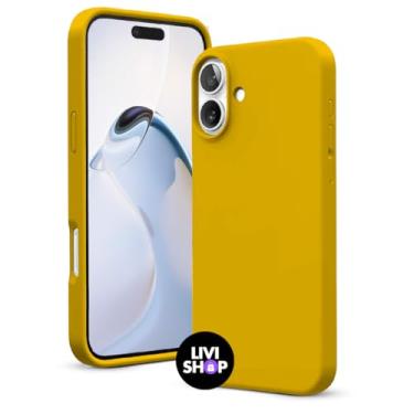 Imagem de Capa Case Capinha Para iPhone 16 Silicone Com Bordas Elevadas Aveludada Forro Premium (AMARELO)