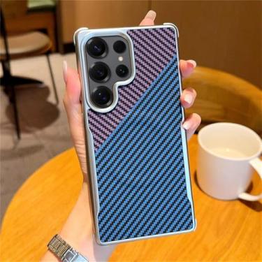 Imagem de Capa magnética com padrão de fibra de carbono e armadura de revestimento para Samsung S25 Ultra S25Plus S25, azul e roxo, para Galaxy S25