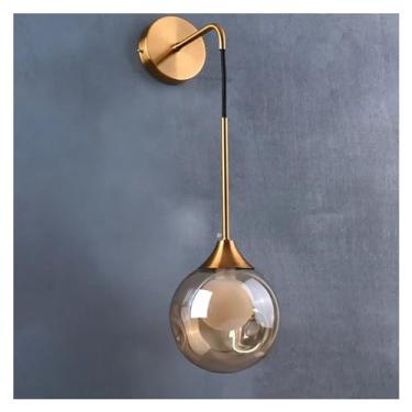 Imagem de Luminária de parede LED moderna, luminária de parede com esfera de vidro dourada, iluminação interna, sala de estar, quarto, cozinha, luminária de cabeceira, decoração, luz nórdica, luminári