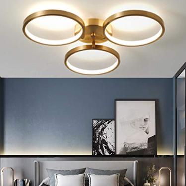 Imagem de Luminária de teto LED redonda com controle remoto, luminária pendente moderna para sala de estar, quarto, cozinha, iluminação interna, escritório, corredor, decoração de quarto infantil (3 c