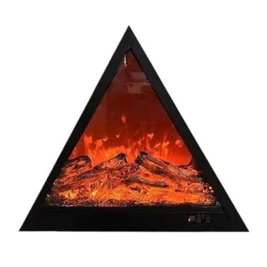 Imagem de Lareira Decorativa Lareira elétrica de inserção triangular parede decorativa com LED simulando chama(Grande)