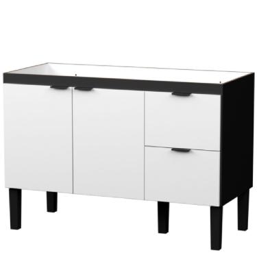 Imagem de Gabinete em Madeira Colibri Branco e Preto para Pias de 1,20 Metro com 2 Portas e 2 Gavetas - P101145 - COZIMAX