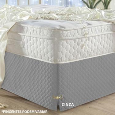 Imagem de Kit 2 Saias de cama box Queen size matelada com pingente - MFF Enxovai