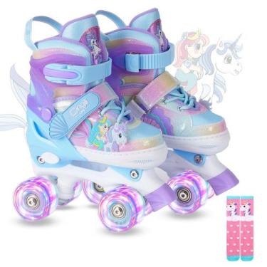 Imagem de Patins Gingili Life com iluminação ajustável para meninas 3-12