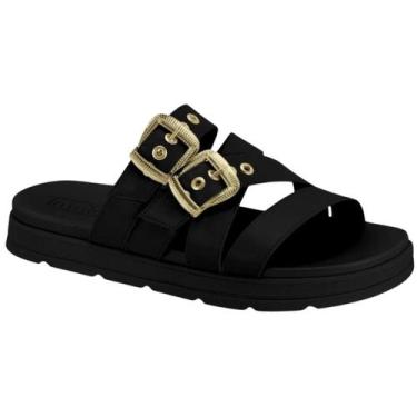 Imagem de Chinelo Slide Moleca Feminino Plataforma Fivelas Douradas Conforto -, 