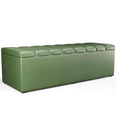 Imagem de Calçadeira Recamier Baú Para Cama De Casal Queen Dália 160x50 Cm W01 Facto Verde Musgo - Lyam Decor