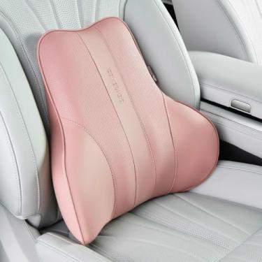 Imagem de Coverado Almofada de apoio lombar para carro, almofada ergonômica de espuma viscoelástica para cadeira de escritório, almofada traseira para alívio da dor nas costas, suporte lombar de carro de couro