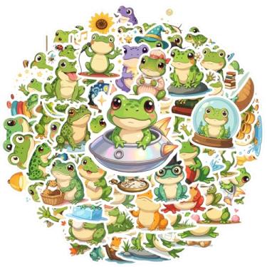 Imagem de 100 peças de adesivos de animais brincalhões de sapos, brinquedo divertido para guitarra, laptop, capacete, skate, faça você mesmo, telefone, laptop, álbum de recortes, bicicleta