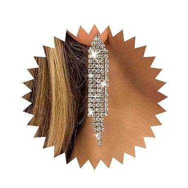 Imagem de Aneneiceera Brincos de corrente de cristal vintage, brincos de corrente de tênis de ouro, brincos de candelabro, brincos de borla de cristal, joias para mulheres e meninas, Zinco, nah