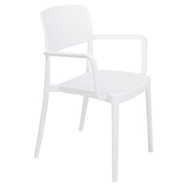 Imagem de Cadeira Tramontina Marta Com Braços Branca Empilhável Em Polipropileno Com Proteção Antimicrobiana