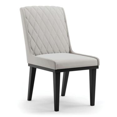 Imagem de Cadeira Sala De Jantar Base Madeira Preto Sofia Veludo Cinza D03 - D'rossi