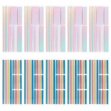 Imagem de Realand Pacote com 2500 fitas marca-texto removíveis, abas coloridas transparentes para anotação de livro, notas adesivas transparentes, longas + curtas (macaron + rosa gradiente)