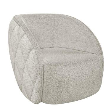 Imagem de Poltrona Decorativa Para Sala 90cm Tressê Zion M22 Boucle Branco - Mpozenato