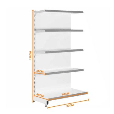 Imagem de Gôndola Prateleira Supermercado 5 Níveis 40x30 New Plus 1,70m Parede Continuação Amarelo Sa Gôndolas