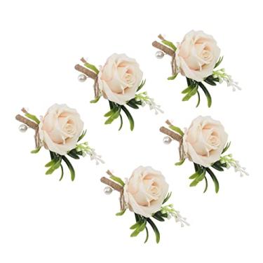 Imagem de Tnfeeon Rosa Boutonniere, Elegante Corpete de Flores Artificiais para Terno de Noivo, Rosas de Casamento de Seda Leves de 2,6 Onças, Perfeito para Casamentos, Formaturas e Eventos Formais, Conjunto