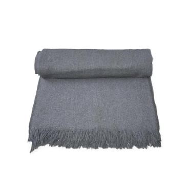 Imagem de Manta Gigante GG 180×240cm para Sofá ou Cama – Decorativa com Franjas Modelos Listrados e Lisos 100% Algodão (CINZA ESCURO)