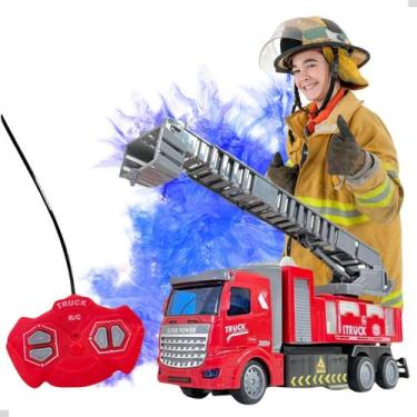 Imagem de Carro De Controle Remoto Bombeiro Escada Luz 1:48 Pilhas - DM Toys