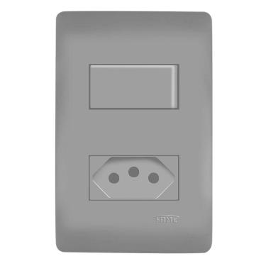 Imagem de Interruptor Fame 1 Tecla C-tomada Distanciada - 4061 Habitat Black