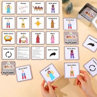 Imagem de Ctosree Christmas Nativity Memory Matching Game Bible Christian Concentration Memory Card Game Educational Religious Cards with Box for Holy Night Party Xmas Sunday School Nativity Scene Activities