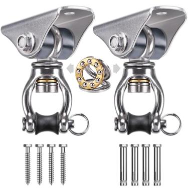 Imagem de SELEWARE Gancho giratório silencioso para serviço pesado, suporte giratório, suporte para varanda, rede de balanço, cadeira, bolsa pesada, ioga, tiras de suspensão de seda, anéis olímpicos, pacote com