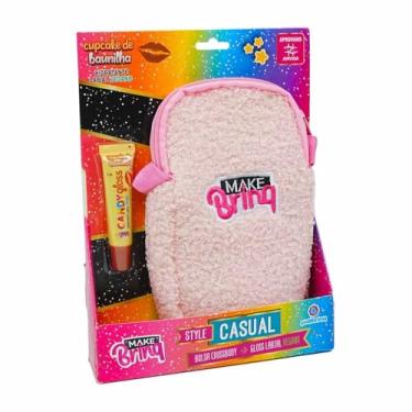 Imagem de Bolsa Crossbody Com Gloss Vegano Infantil Menina Kit Maquiagem Batom Cosmetico Polibrinq