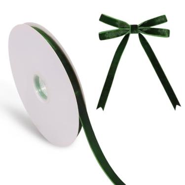 Imagem de yoyokid Fita de veludo verde de Natal de 25 metros, fita de veludo vintage de 1,27 cm para árvore de Natal, embrulho de presente, grinaldas, costura, casamento e decoração de casa