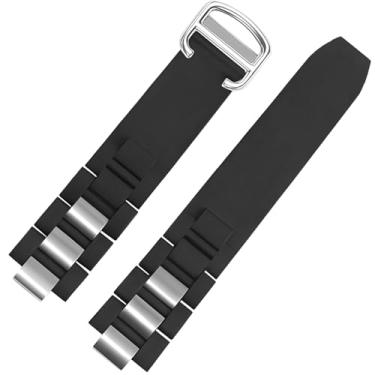 Imagem de hengfento2 Pulseira de borracha de substituição para Cartier Must 21 Chronoscaph, Pulseira de borracha + fecho, 20mm