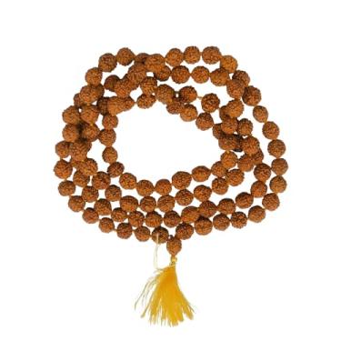 Imagem de Miçangas naturais 108 Rudraksha 8-10 mm Mala para homens e mulheres | Contas de oração budista hindu para Japão, Pooja e Cura