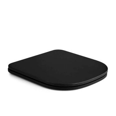 Imagem de Assento Sanitário Poliéster Luxo Piano Preto Fosco Para Vaso Deca Com Ferragem Dourada