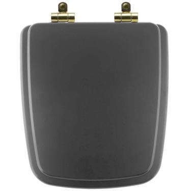 Imagem de Assento Sanitário Poliéster Soft Close Boss Onix (preto Fosco) Para Vaso Incepa Com Ferragem Dourada